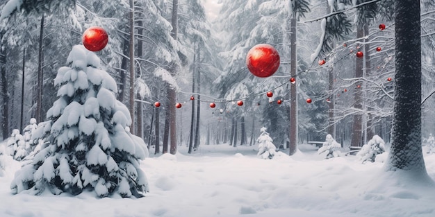 Weihnachts-Hintergrund mit schneebedeckten Bäumen
