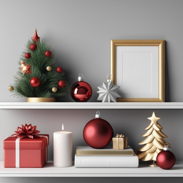 Weihnachts-Hintergrund mit weihnachtsdekorationen 3D-Illustration weihnachtlicher Hintergrund mit chri