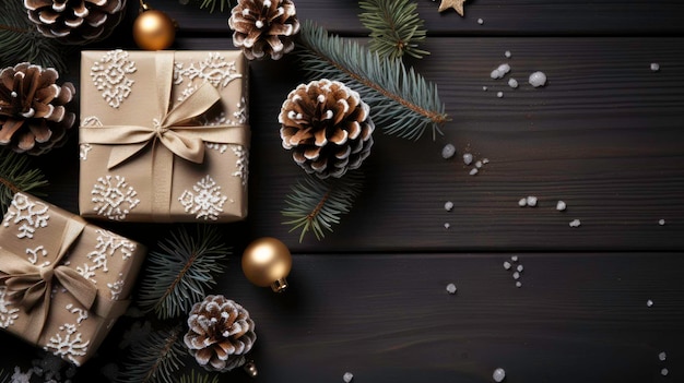 Weihnachts-Layout mit Geschenk- oder Geschenkkisten, generiert von KI
