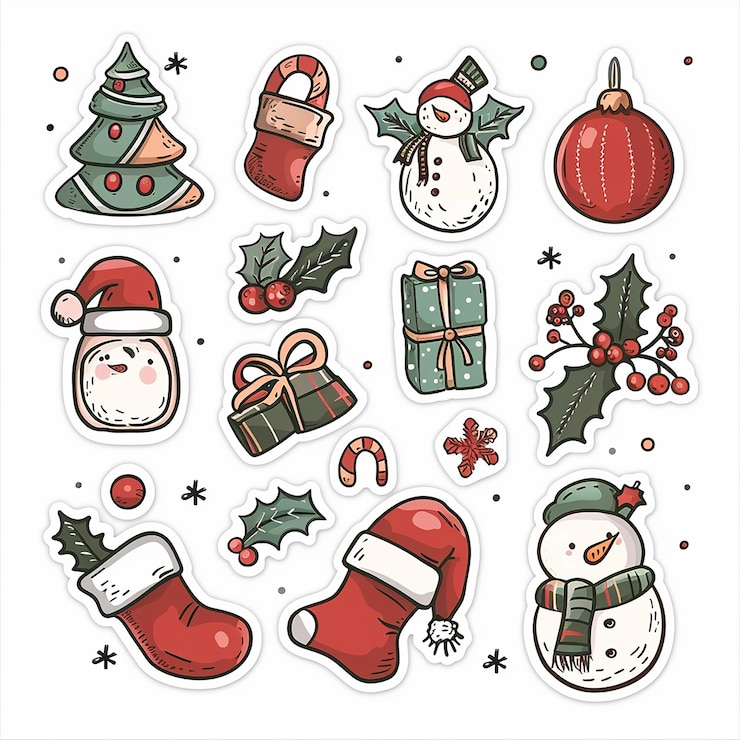 Foto weihnachts-sticker-set