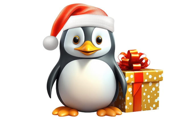 Weihnachts süßes kleines Pinguin auf weißem Hintergrund Generative KI