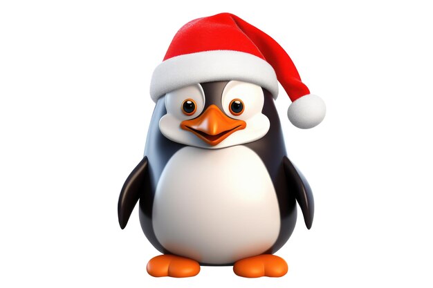 Weihnachts süßes kleines Pinguin auf weißem Hintergrund Generative KI