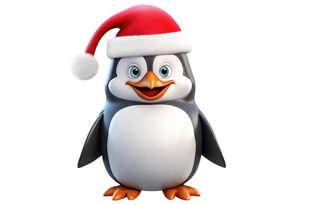 Weihnachts süßes kleines Pinguin auf weißem Hintergrund Generative KI