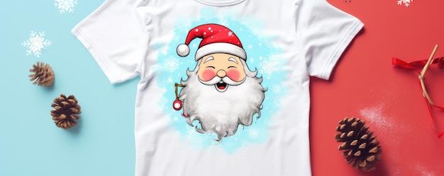 Weihnachts-T-Shirt mit weihnachtsmannlichem Panorama Generative Ai