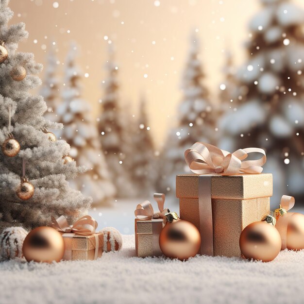 Weihnachts- und Neujahrs-Hintergrund 3D-Rendering 3D-Illustration