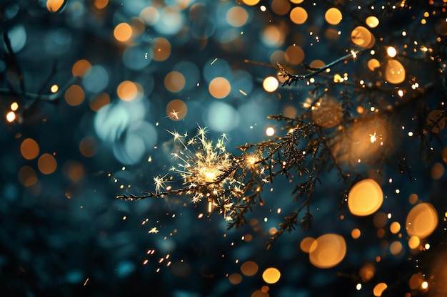 Weihnachts- und Neujahrs-Hintergrund mit Bokeh-Lichtern und Funkeln