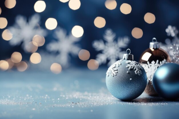 Weihnachts- und Neujahrsdekoration mit Kopierraum Weihnachtskugeln und Kugeln auf verschwommenem Hintergrund