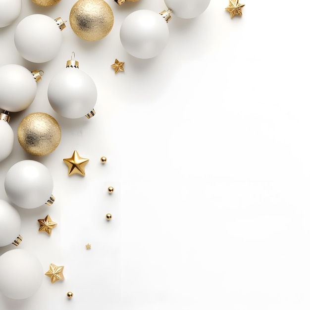 Weihnachts- und Neujahrsfeier in Gold, Weiß, Silber, Rot mit festlichem Partyball im Hintergrund