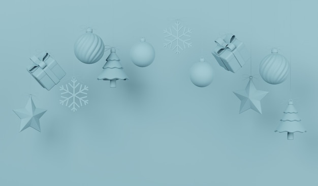 Weihnachts- und Neujahrsgeschenke mit Konfetti und Dekoration. Banner-Design 3D-Illustration