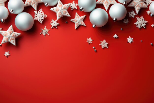 Foto weihnachts-weiße dekorationen auf dem hintergrund mit kopierraum weihnachten-komposition flach-lay-toppansicht