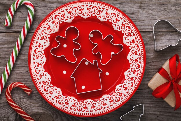 Weihnachtsaccessoires für festliches Kochen Draufsicht