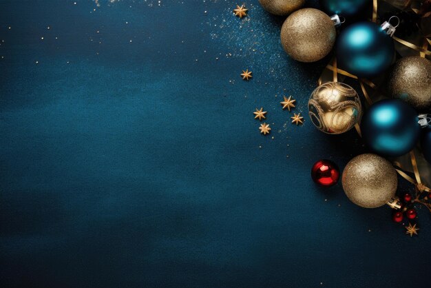 Weihnachtsbälle auf blauem Hintergrund