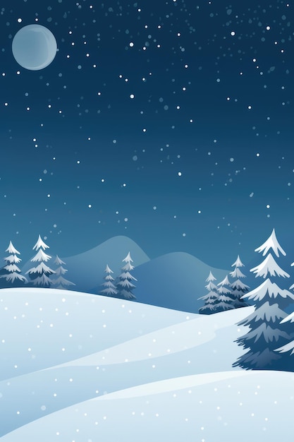 Weihnachtsbanner Pastellillustration Landschaft der Wintersaison mit weihnachtsbaum und Schnee Generative ai