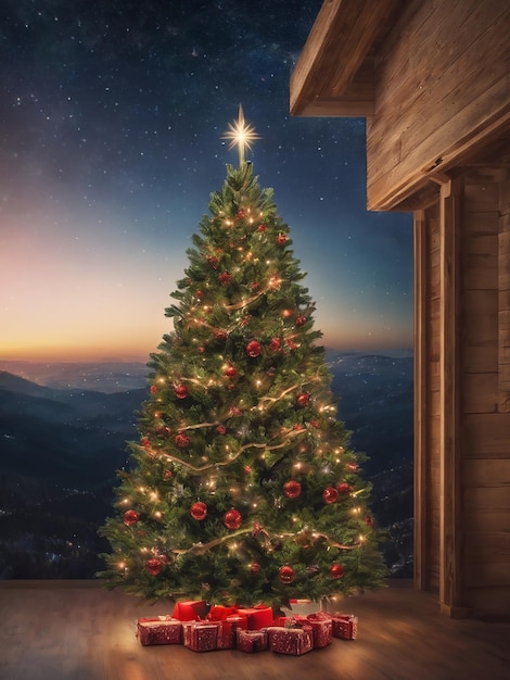 Weihnachtsbaum am Heiligabend-Sternenhimmel