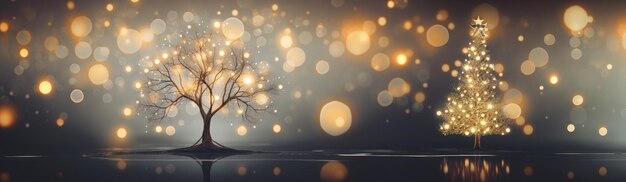 Weihnachtsbaum auf Bokeh-Hintergrund Weihnachts- und Feiertagsparty-Konzept Generative KI