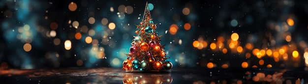 Weihnachtsbaum aus Glaskojen, Webbanner oder Karte für Neujahrsfeiertage mit Kopierraum