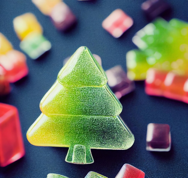 Weihnachtsbaum aus zuckerhaltigen Gummibärchen