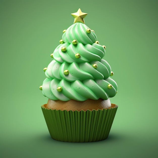 Weihnachtsbaum-förmiger Cupcake auf weißem Hintergrund Cupcakes mit Charisma-Baumform