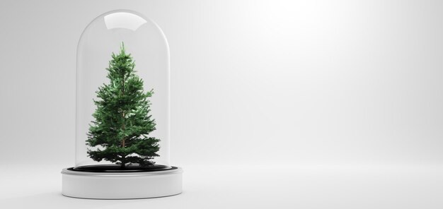 Weihnachtsbaum im Glasgefäß auf weißem Hintergrund
