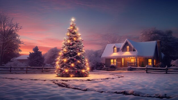 Foto weihnachtsbaum in der nacht