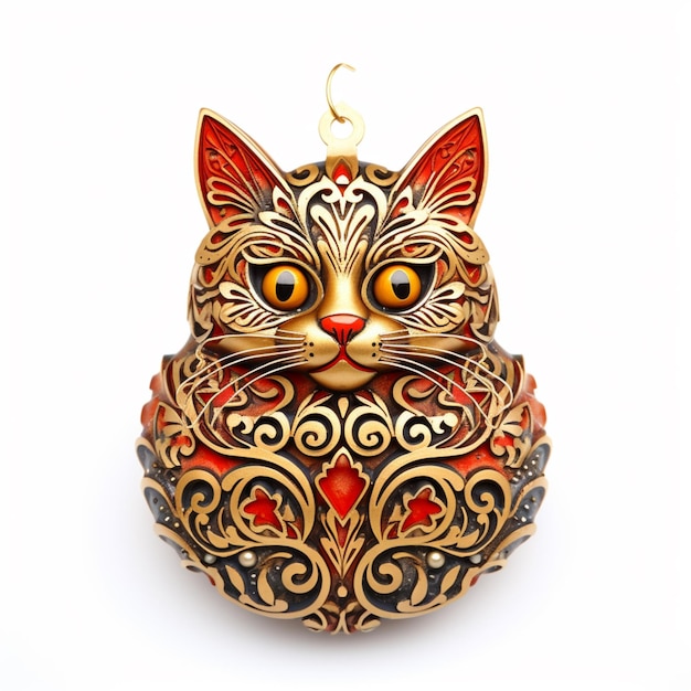 Weihnachtsbaum Keramik Katze Glimmer Ornament Bilder KI Generierte Kunst