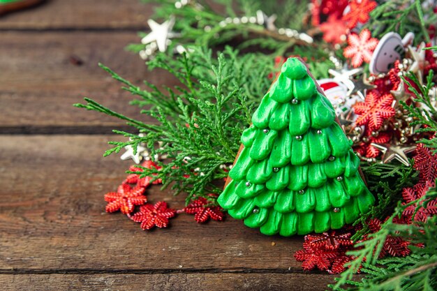 Weihnachtsbaum Lebkuchen Kekse Kuchen Lebkuchen hausgemachte Kuchen süßes Dessert Weihnachten