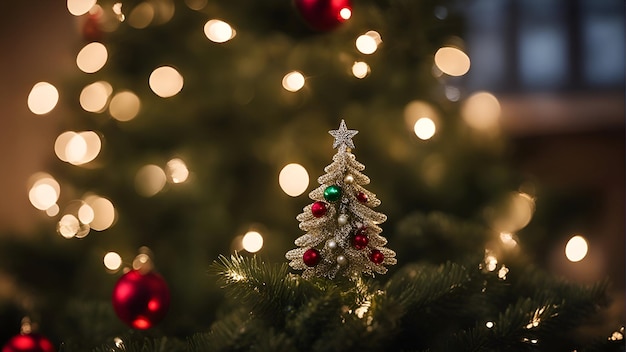 Weihnachtsbaum mit Bokeh-Hintergrund Weihnachts- und Neujahrsferienkonzept