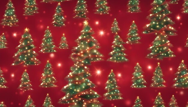 Weihnachtsbaum mit defokussierten Lichtern Roter Hintergrund