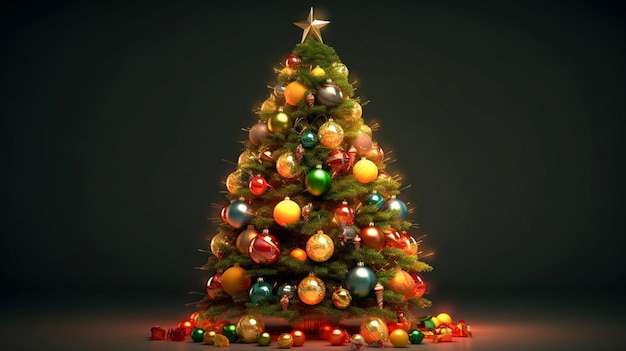 Weihnachtsbaum mit Dekorationen Generative KI