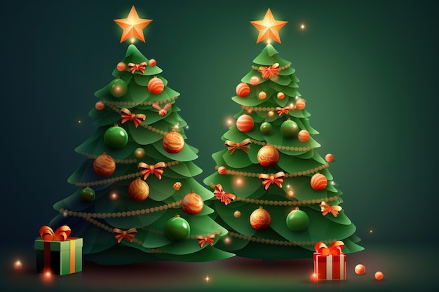 Weihnachtsbaum mit Geschenkbox auf pastellfarbenem Hintergrund, Kopierraum
