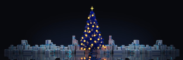 Weihnachtsbaum mit GeschenkenWeihnachtskonzept 3D-Rendering