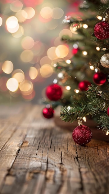 Weihnachtsbaum mit roten und goldenen Ornamenten