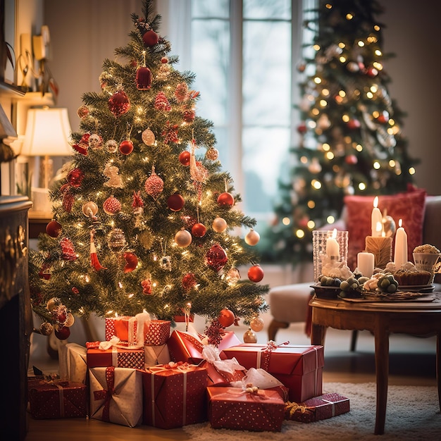 Weihnachtsbaum mit vielen Spielsachen darauf