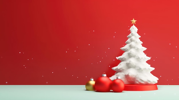 Weihnachtsbaum Neujahr Banner 3D-Stil Hintergrund mit Kopierraum
