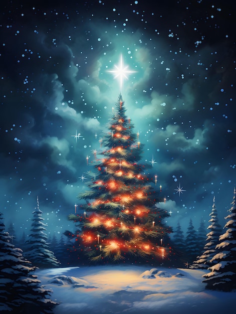 Weihnachtsbaum-Plakatkarten-Hintergrunddesign, Neujahrsillustration