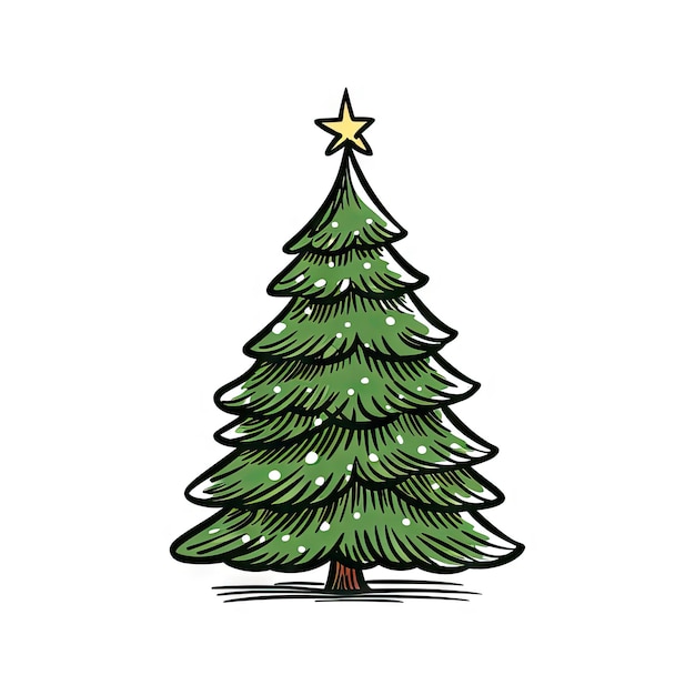 Weihnachtsbaum Skizze Ikonen Hand gezeichnet Xmasbaum Doodle Skizze Grafikelement Neujahr Scribble Fir Symbol Zeichen Silhouette Isolierte generative AI Illustration