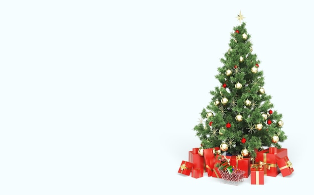 Weihnachtsbaum und Geschenke über Hintergrund