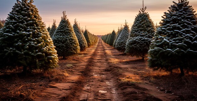 Foto weihnachtsbaum wächst in einer baumschule in der nähe des waldes bäume für den urlaub closeup-bild, das von ki generiert wurde