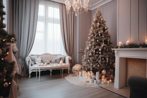 Weihnachtsbaum Wohnzimmer Heimteppich Generieren Sie KI
