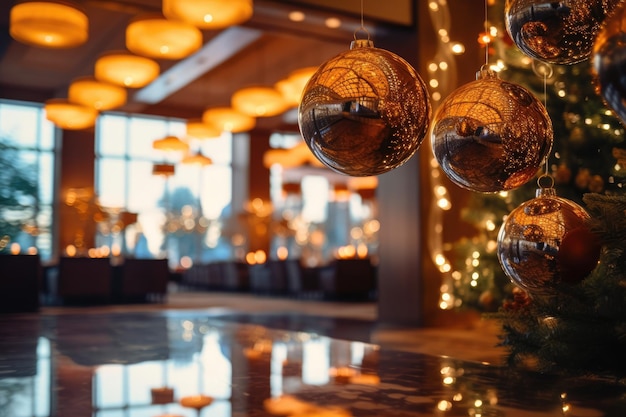 Weihnachtsbaumdekoration in der prächtigen Hotellobby