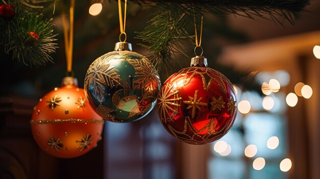 Weihnachtsbaumdekorationen für das englische Landhaus Hausdekoration Haus auf dem Land und Urlaubsfeier Inspiration
