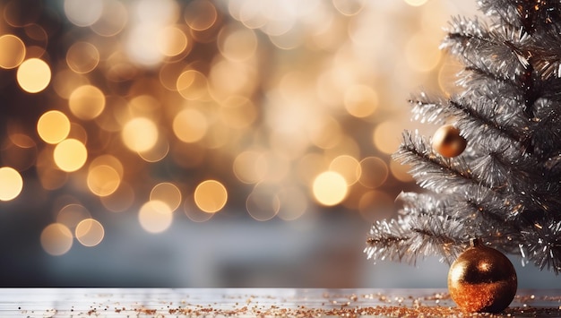 Weihnachtsbaumhintergrund mit Bokeh-defokussierten Lichtern