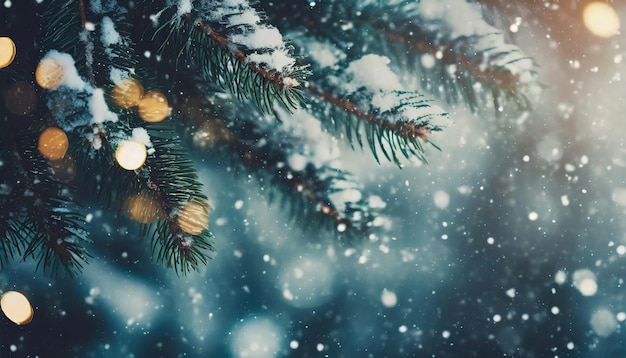Foto weihnachtsbaumzweig im schnee nadelbaum winternatur details