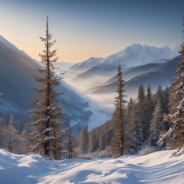 Weihnachtsberge und Zweige im Hintergrund