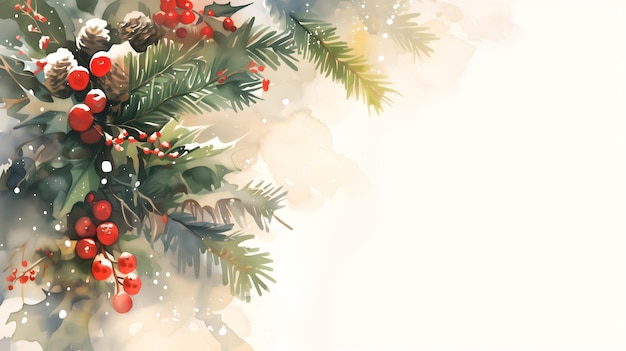 Weihnachtsblumenvorlage mit Aquarell-Stil-Illustration der Winterblumenkomposition