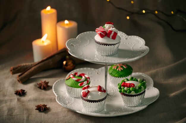 Weihnachtsbonbons: Cupcakes Nahaufnahme