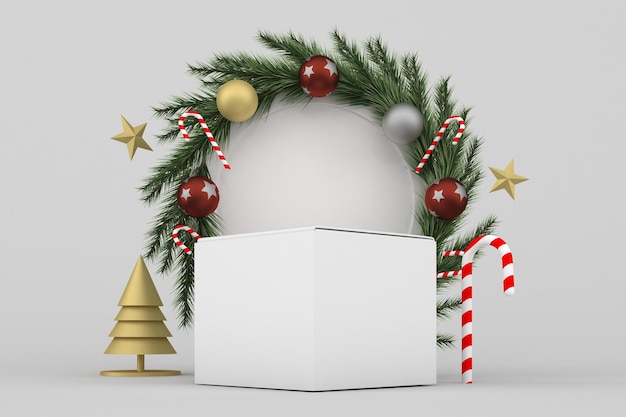 Weihnachtsbox Rechte Seite In Grauem Hintergrund