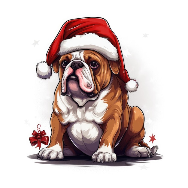 Weihnachtsbulldoggen-Vektordruck