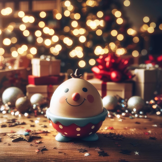 Weihnachtsdekoration Hintergrund mit Kerzen, Eiern und Baum