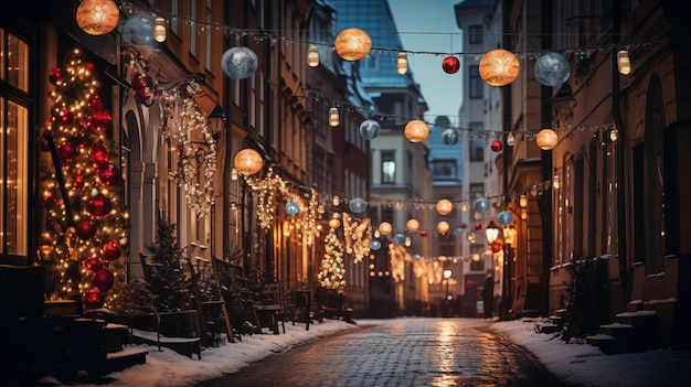 Weihnachtsdekorationen auf den Straßen der Stadt